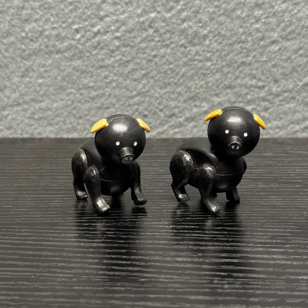 Vintage Fisher-Price‎ Little People Black Pigs Figurines Set of 2